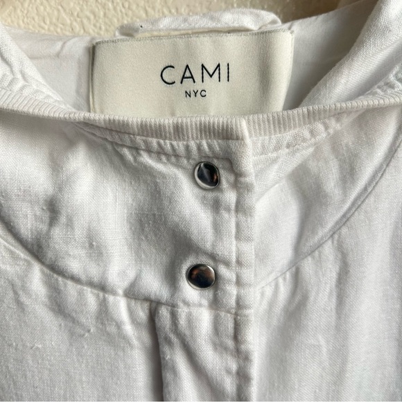 Cami NYC | White Linen Hooded Vest - Picture 3 of 9